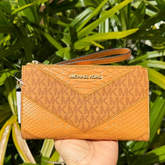 Michael Kors Jet Set Travel Large Double Zip Wallet MK Cider Multi - Picture 1 of 11